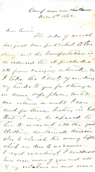 Brief unterzeichnet A.E. Steen, Lager in der Nähe von Van Buren, an seine Cousine Frau Mary Walker, Van Buren, Ark., 1. Dezember 1862