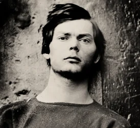 Lewis Powell in Handfesseln an Bord der USS Saugus, 1865
