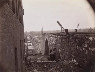 Ruinen der Richmond & Petersburg Eisenbahnbrücke, Richmond, Virginia, ca. 1865