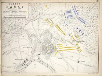 Karte der Schlacht bei Hanau, veröffentlicht von William Blackwood and Sons, Edinburgh und London, 1848