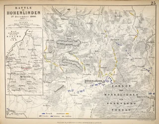 Karte der Schlacht bei Hohenlinden, veröffentlicht von William Blackwood and Sons, Edinburgh und London, 1848
