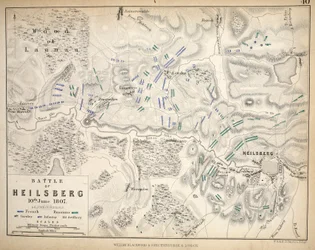 Karte von Heilsberg, veröffentlicht von William Blackwood und Sons, Edinburgh und London, 1848 (handkolorierte Gravur)