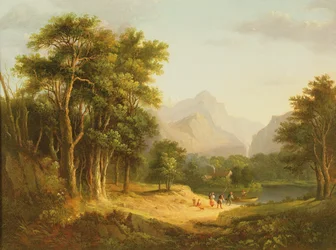 Highland-Landschaft mit Figuren