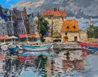 Bunter Hafen von Honfleur