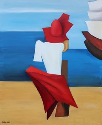Roter Hut am Meer