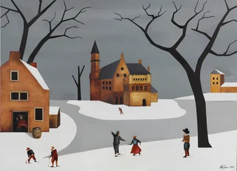 Verspieltes verschneites Dorf
