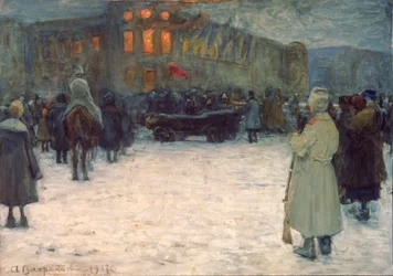Ein Brand im litauischen Schloss, Februarrevolution 1917, Sankt Petersburg