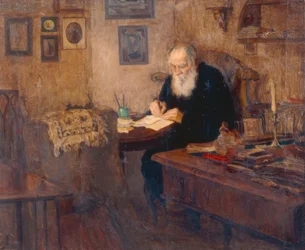 Porträt des Schriftstellers Leo N. Tolstoj