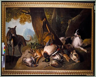Hunde und Wild in der Landschaft