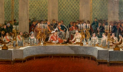Das Bankett zur Hochzeit von Napoleon Bonaparte (1769-1821) und Marie-Louise von Habsburg-Lothringen (1791-1847) 1810 - Detail von: Fest der Hochzeit von Napoleon I. und Marie-Louise im Theater des Palais des Tuileries, 2. April