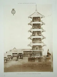 Japanischer Turm im königlichen Park von Laeken, Belgien, aus 