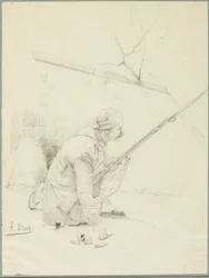 Verwundeter Soldat lädt sein Gewehr