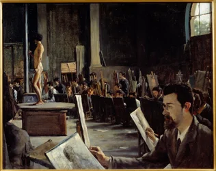 Das Atelier des Malers Alexandre Cabanel (1823-1889) an der Ecole des Beaux Arts. Gemälde von Tacrede Bastet (1858-1942) 1883