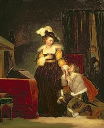 Maria Stuart (1542-87) mit Rizzio, ca. 1830