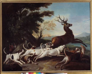 Jagd: „Debuche des Hirsches“ Gemälde von François Desportes (1661-1743) 1718