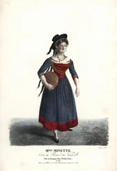 Schauspielerin Mademoiselle Minette oder Jeanne-Marie-Francoise Menestrier als Francoise in Nicolas Remi von Sewrin, Theatre du Vaudeville