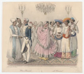 Eine Nautch, aus Vierundzwanzig Tafeln zur Veranschaulichung der hinduistischen und europäischen Sitten in Bengalen, 1832