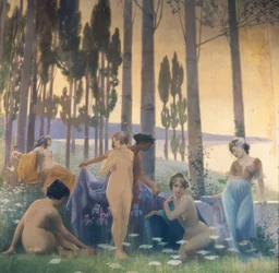 Wandgemälde, das eine Allegorie der Landwirtschaft, Industrie und Export darstellt