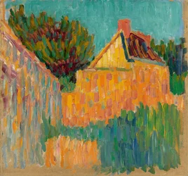 Kleines Haus vor Büschen, ca. 1907