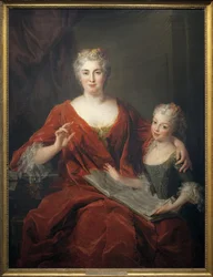 Madame de la Sablonniere und ihre Tochter. Gemälde von Alexis Simon Belle (1674-1734), Öl auf Leinwand