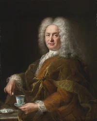 Porträt eines Gentlemans mit einer Tasse Schokolade