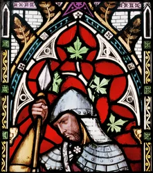 Ein Soldat hört Johannes dem Täufer predigen (Detail aus dem Ostfenster)
