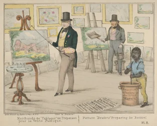 Vive la France, Kunsthändler bereiten sich auf den öffentlichen Verkauf vor, 1840