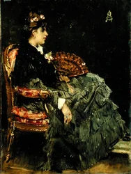 Sitzende Dame mit einem Fächer
