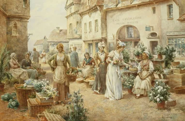 Ein Blumenmarkt, Frankreich, 1900