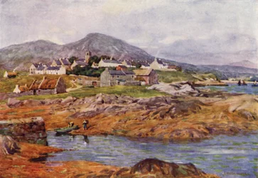 Das Dorf Roundstone, County Galway