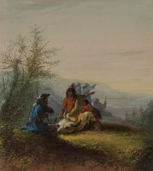 Gruppe eines Bergbewohners und eines Kansas-Indianers