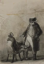 Samuel Johnson und Thomas Davies in einer Buchhandlung (aus James Boswell, Leben von Samuel Johnson, 1791)