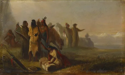 Szene mit Trappern und Indianern