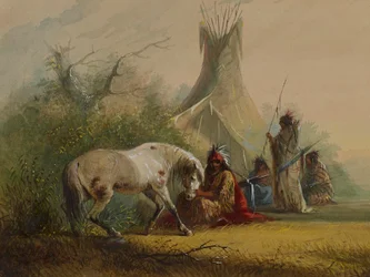 Shoshone-Indianer und sein Lieblingspferd