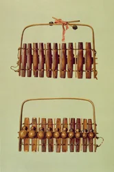 Marimba, Vorder- und Rückansicht, Südafrika, aus 
