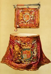 Staatsfanfare, wahrscheinlich George III, und Kesselpauke mit Staatsschmuck, aus 