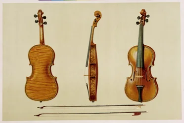 Die Hellier-Violine, 1679 von Antonio Stradivari (ca. 1644-1737) gefertigt, aus „Musikinstrumente“