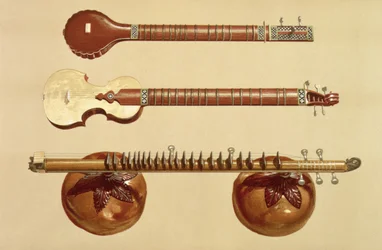 Zwei Sitars und eine Rudra Vina, indisch, aus 