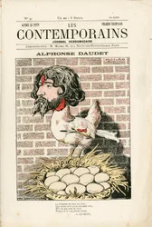 Cover von „Les Contemporains“, Nr. 9, Satirisch in Farben: Alphonse Daudet - Literatur - Houle, Daudet Alphonse - Illustration von Alfred Le Pepetit (1841-1909)