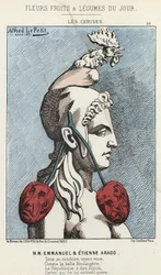 Die Kirschen: Karikatur auf MM Emmanuel und Etienne Arago - Illustration vom 11.03.1871 in „Blumen, Früchte und Gemüse des Tages“