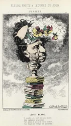 Gedanken: Karikatur über Louis Blanc - ill. vom 04.02.1871 in „Blumen, Früchte und Gemüse des Tages“