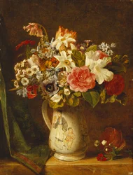 Rosen, Narzissen und andere Blumen in einer Vase