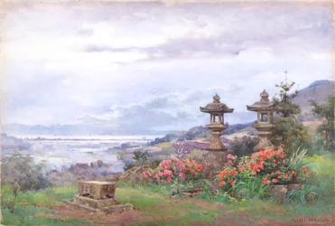 Sonnenuntergang über dem Biwa-See, von Tennenji