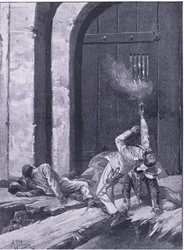 Delhi: Leutnant Salkeld, Bengal Engineers sprengen das Kaschmir-Tor, Illustration aus British Battles on Land and Sea, 1915
