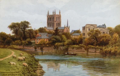 Hereford-Kathedrale vom Fluss aus
