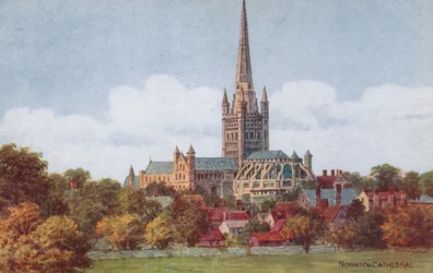 Kathedrale von Norwich (Farblithografie)