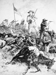 Illustration der Schlacht am Little Bighorn, 25. Juni