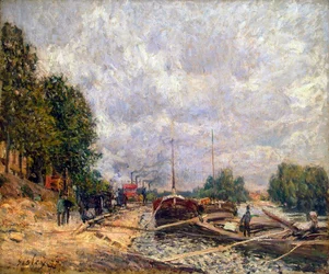 Lastkähne in Billancourt, 1877