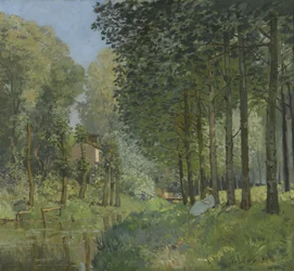 Ruhe am Bach. Waldrand, ca. 1878