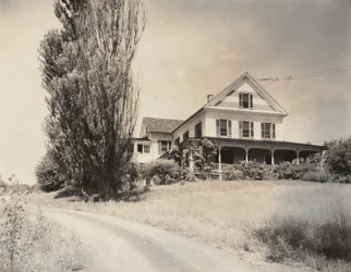 Haus und Pappeln, Lake George